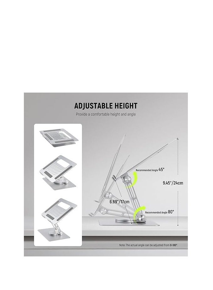 OTREST Adjustable Laptop Stand for Desk, Foldable Ergonomic Laptop Riser, 360° Swivel Portable Aluminum Alloy Computer Stand Compatible with MacBook Air/Pro Lenovo Razer, All 10"-16" Notebooks, CP02S - Image 4