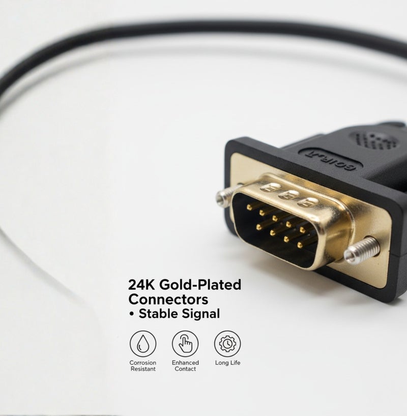 COMPIX VGA Cable 1.5M, 15 Pin Male to Male High Speed 1080P Full HD Display Cable, Durable Premium Monitor Cord for Strong Signals, VGA Cables for Computer Mac Mini PC Gaming Laptop MacBook - Black - Image 2