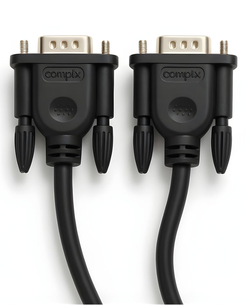 COMPIX VGA Cable 1.5M, 15 Pin Male to Male High Speed 1080P Full HD Display Cable, Durable Premium Monitor Cord for Strong Signals, VGA Cables for Computer Mac Mini PC Gaming Laptop MacBook - Black - Image 1