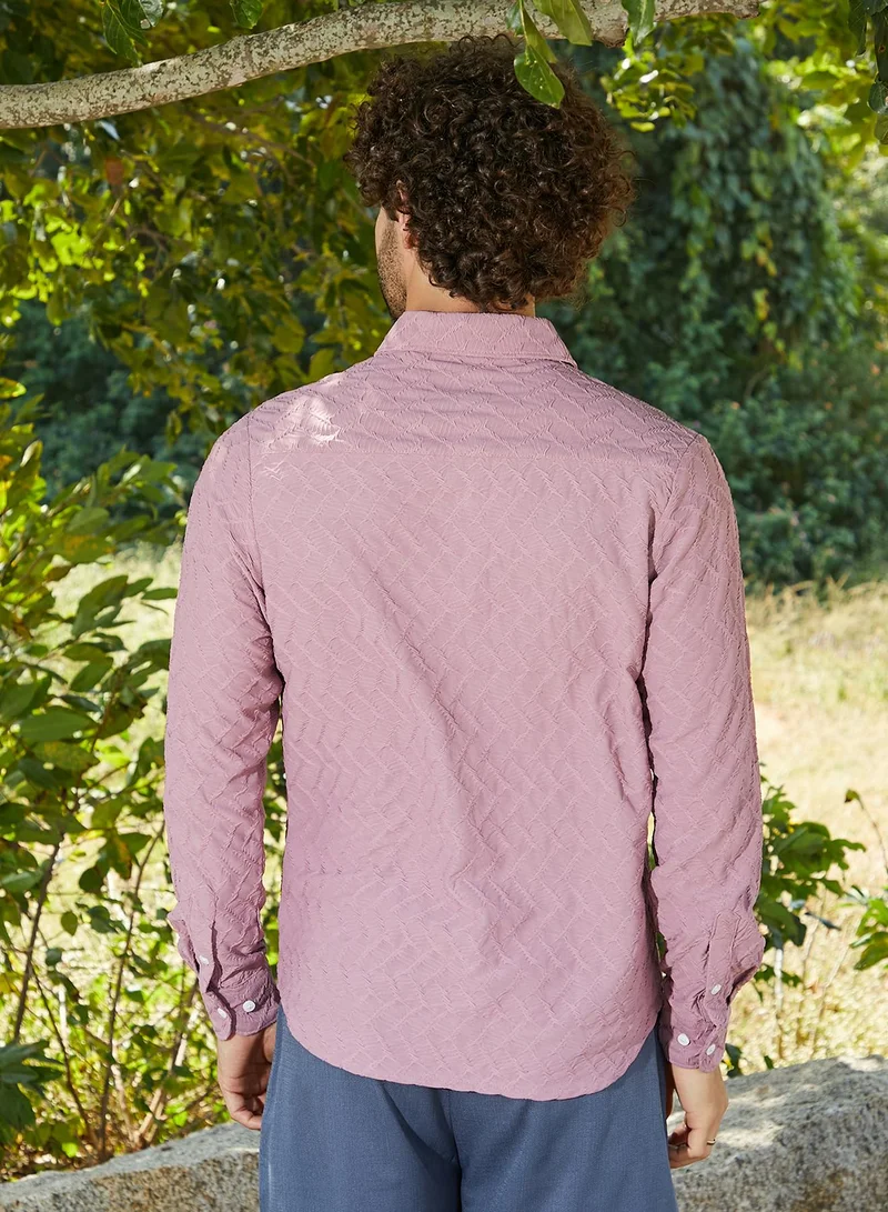 CAHOOT  Men's Flamingo Pink Herringbone-Tactile Shirt for Men | Best Price UAE