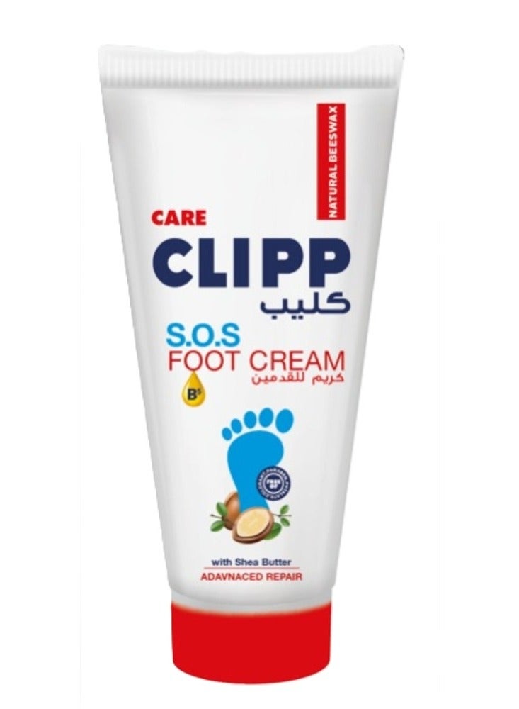 CLIPP S.O.S. Foot Cream with Shea Butter - Deep Hydration - Advanced Repair - Softens and Smoothens with Natural Beeswax - 75 ml - Image 1