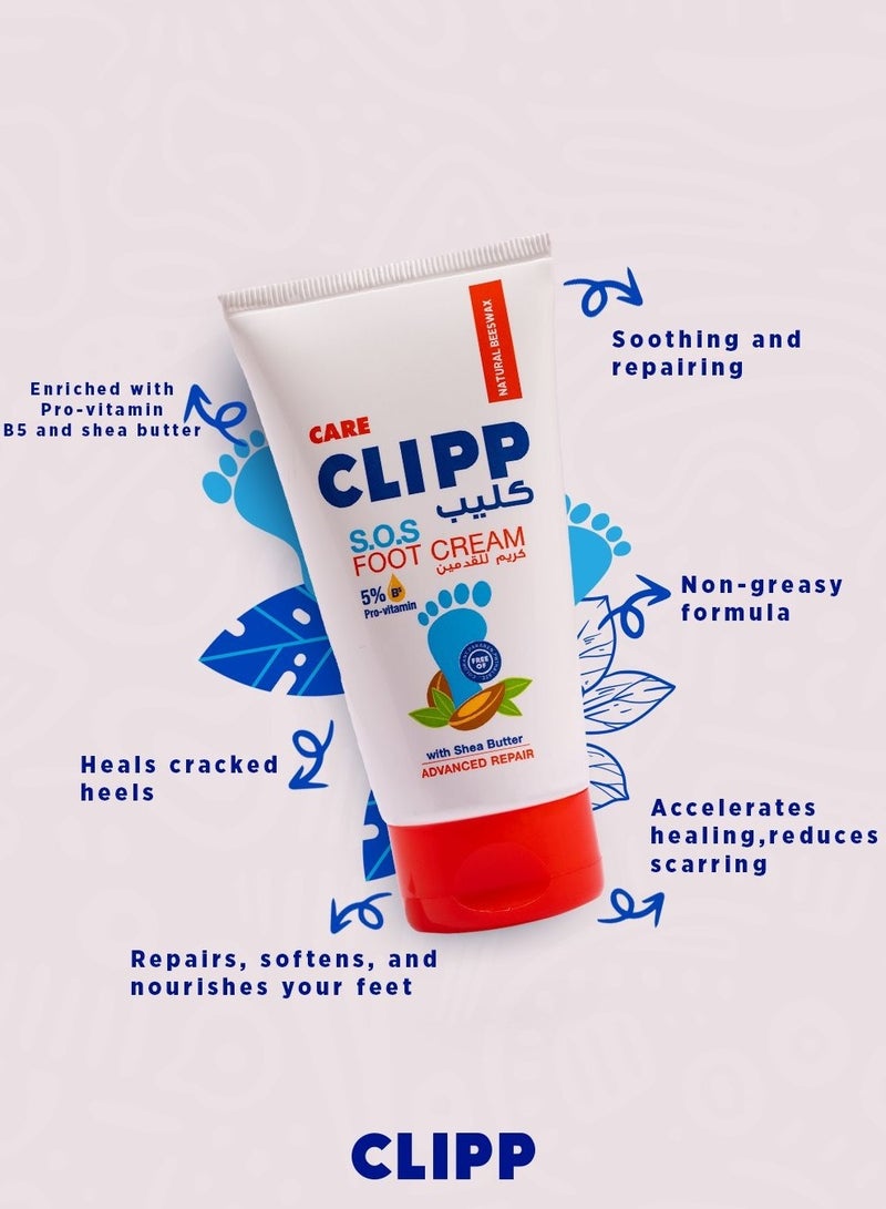 CLIPP S.O.S. Foot Cream with Shea Butter - Deep Hydration - Advanced Repair - Softens and Smoothens with Natural Beeswax - 75 ml - Image 2