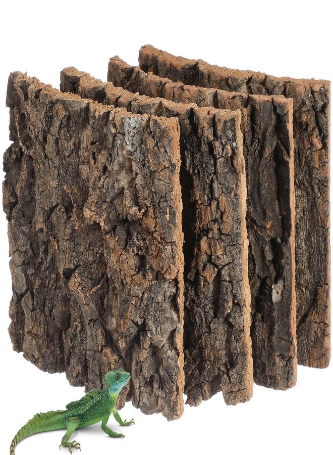 UKCOCO 4 Pcs Natural Cork Bark for Reptiles: Safe Cuttable Flat Cork Wood for Terrarium for Lizard Gecko Bearded Dragon, 5.89 Inch - Image 1