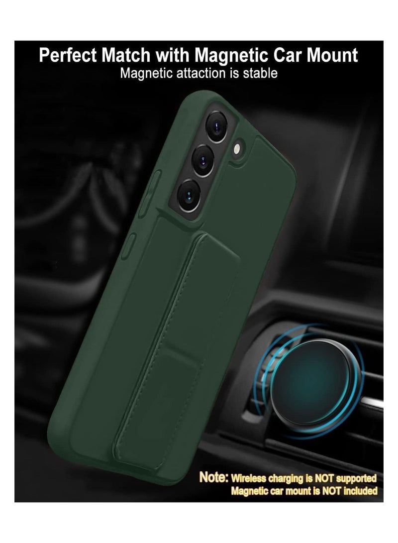 Samsung Galaxy S23 Plus Case Cover Magnetic Car Mount Kickstand & Holder, Premium Silicone Vertical & Horizontal Hand Strap and Grip with Multi Stand for Samsung Galaxy S23 Plus (Green) - Image 3