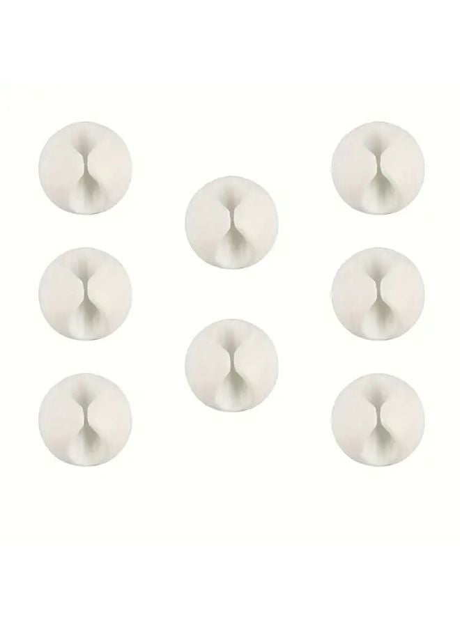 8pcs White Cable Clips Heavy Duty Cord Organizers With Strong Adhesive For Desk Drawer Car Wall - Image 1
