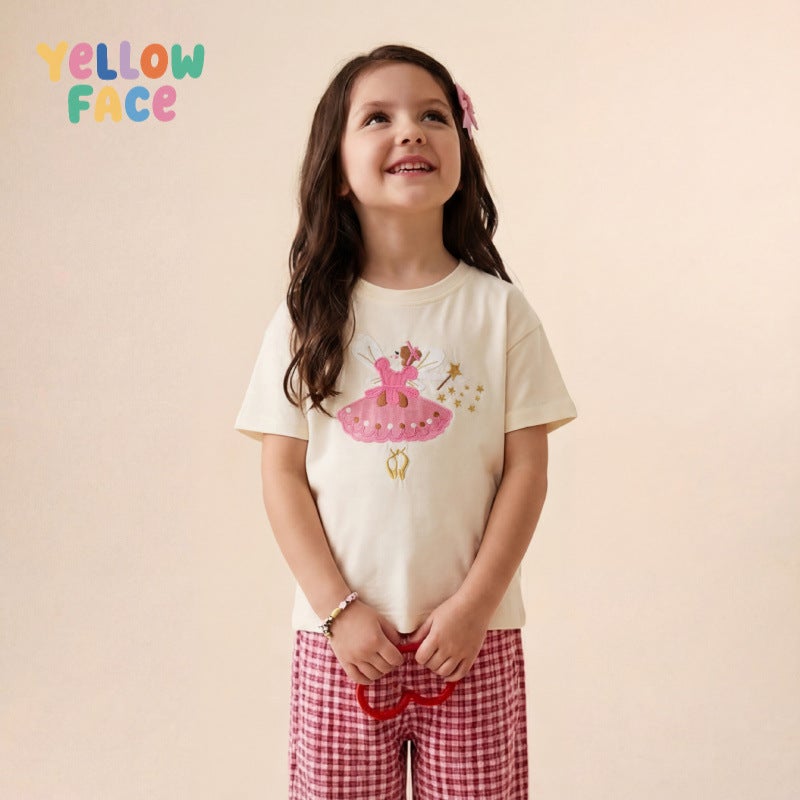 Girls Embroidered Ballet Fairy Cotton T-Shirt - Image 1
