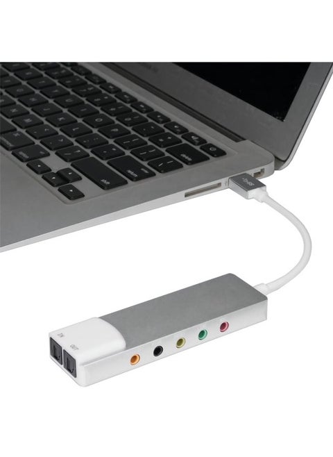 HY-601 6 in 1 USB Multi-Functional Sound Card USB + Audio 3.5 + 7.1CH / OPTICAL(Argent)