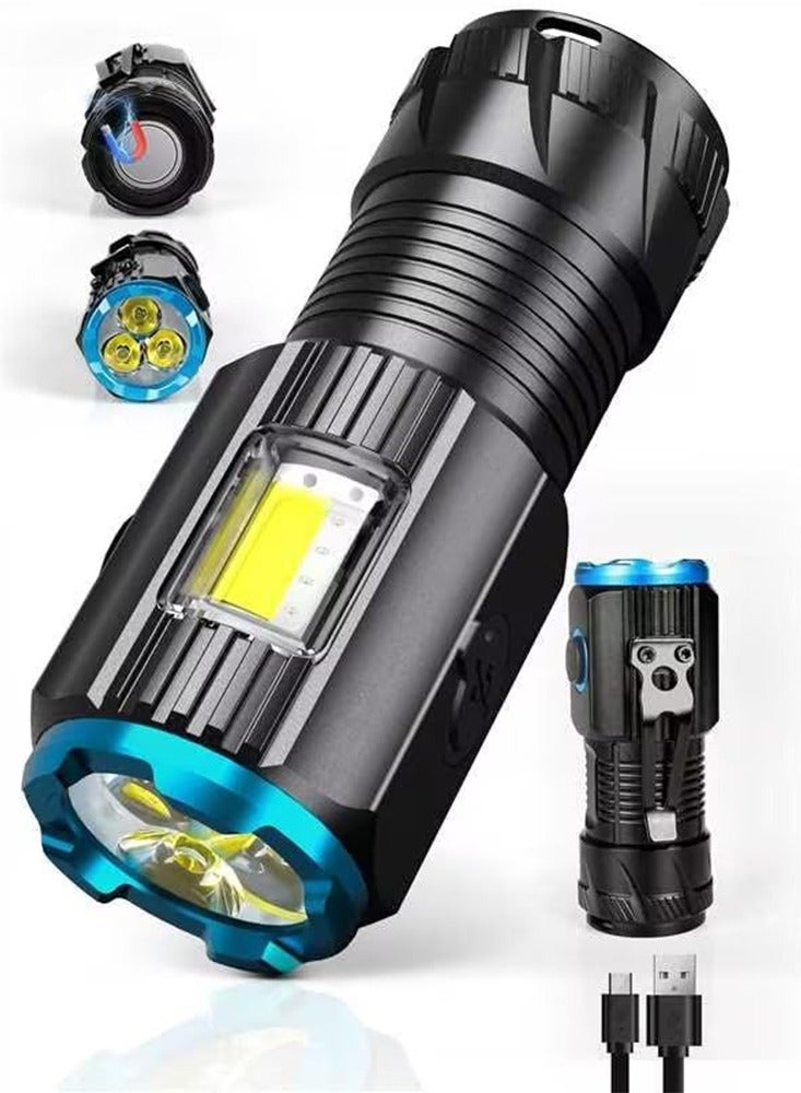 Compact LED Flashlight, 1200 Lumens - Small USB Rechargeable Flashlight with Clip, Mini Pocket EDC with Unique Tail Design - Image 1