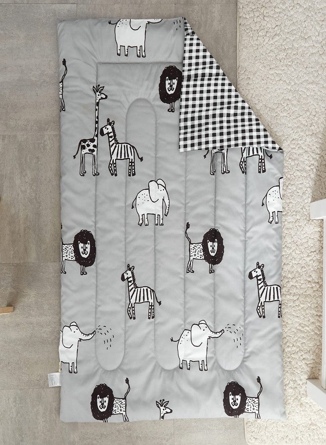 Flysheep 4 Piece Gray Grey Toddler Bedding Set with Multi Animals Printed for Baby Boys - Includes Quilted Comforter, Flat Sheet, Fitted Sheet & Pillow Case, Soft & Comfortable Microfiber - Image 3