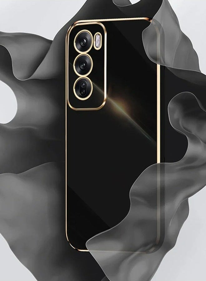 OPPO Reno12 5G Case Cover, Luxury Plating Soft Back Cover, Raised Full Camera Protection, Slim Thin TPU Mobile Phone Case For OPPO Reno12 5G, Black - Image 2