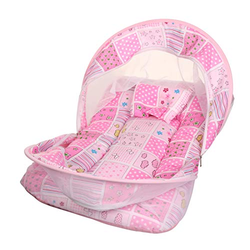 KooKyKooby Baby Mosquito and Insect Protection Net with Bedding (Pink(Star and Dot)) - Image 5