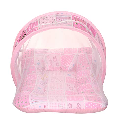 KooKyKooby Baby Mosquito and Insect Protection Net with Bedding (Pink(Star and Dot)) - Image 1