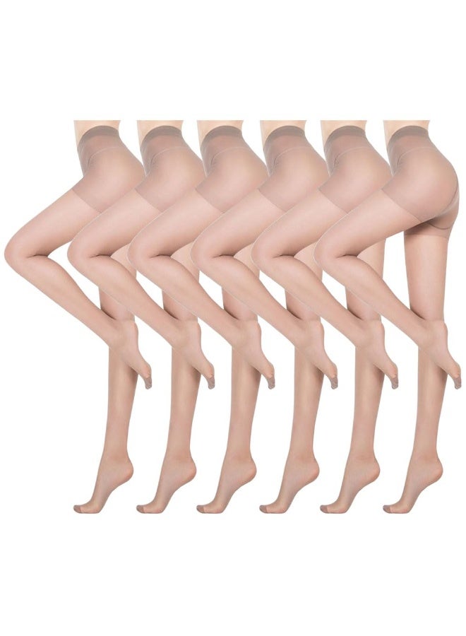 Bukela 6 Pairs Pantyhose for Women One Size High Waist Sheer Tights Lightweight Full Length Stockings for Ladies - Image 1