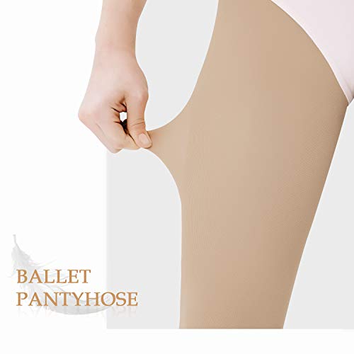 HETH Ballet Tights for Girls - Ultra Soft Dance Tights Convertible Tan Tight (Toddler/Kids,Small,2pcs) - Image 2