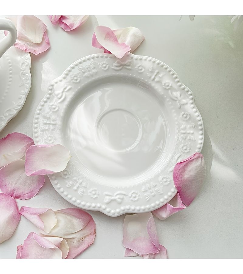 White Pearl Dot Cup and Saucer Set High Quality Ceramic Coffee Cup for Breakfast - Image 5
