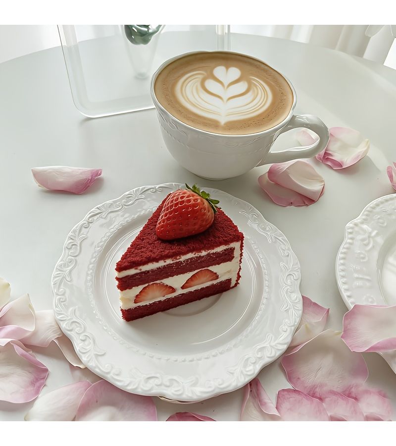 White Pearl Dot Cup and Saucer Set High Quality Ceramic Coffee Cup for Breakfast - Image 4