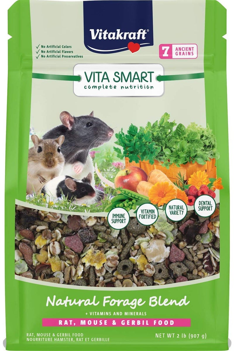 Vitakraft Vita Smart Rat and Mouse Food - Complete Nutrition - Premium Fortified Blend with Ancient Grains for Rats, Mice, and Gerbils - Image 1