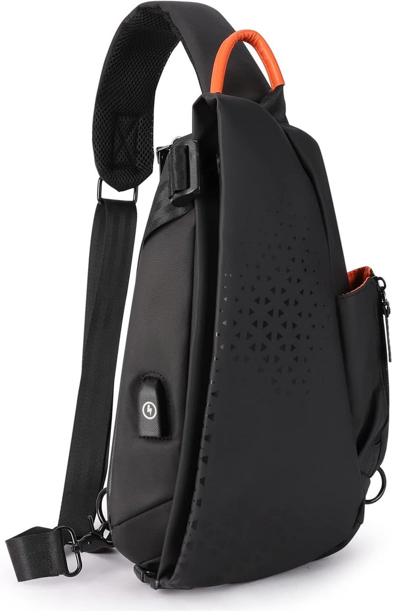 Zikra Anti-Theft Crossbody Sling Bag for Men Women,Small Backpack One Shoulder Bag, Chest Bag Sling Backpack Water Resistant(Black) - Image 1