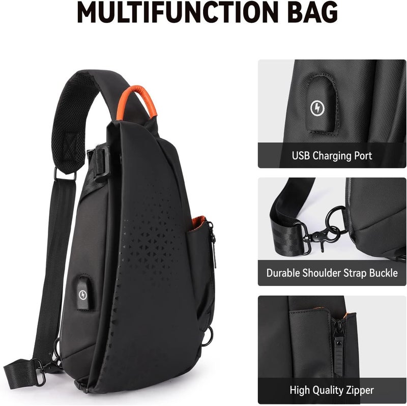 Zikra Anti-Theft Crossbody Sling Bag for Men Women,Small Backpack One Shoulder Bag, Chest Bag Sling Backpack Water Resistant(Black) - Image 3