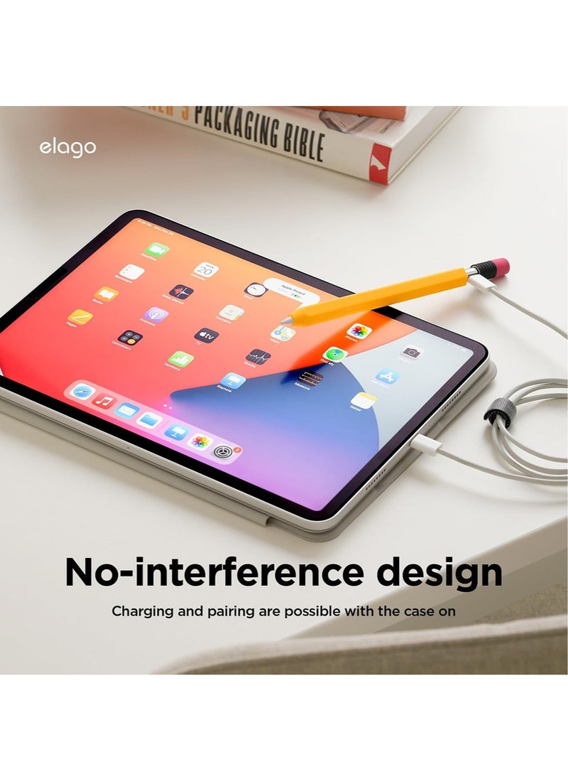 حافظة أقلام كلاسيكية متوافقة مع غطاء غطاء قلم Apple Pencil USB-C، تصميم كلاسيكي متوافق مع الشحن المغناطيسي - أصفر