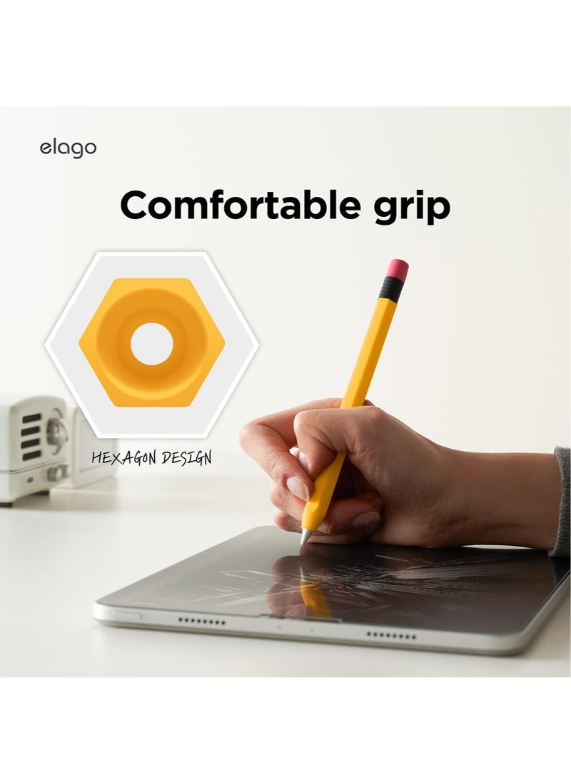 حافظة أقلام كلاسيكية متوافقة مع غطاء غطاء قلم Apple Pencil USB-C، تصميم كلاسيكي متوافق مع الشحن المغناطيسي - أصفر
