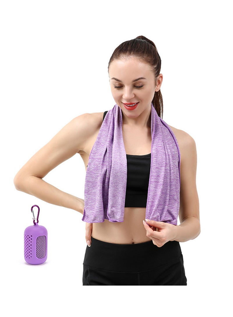 Generic Cooling Quick-Dry Towel with Silicone Protective Keychain, Ideal for Swimming and Fitness, Convenient for Travel Sports On-the-Go, Size 30cm×80cm - Image 1