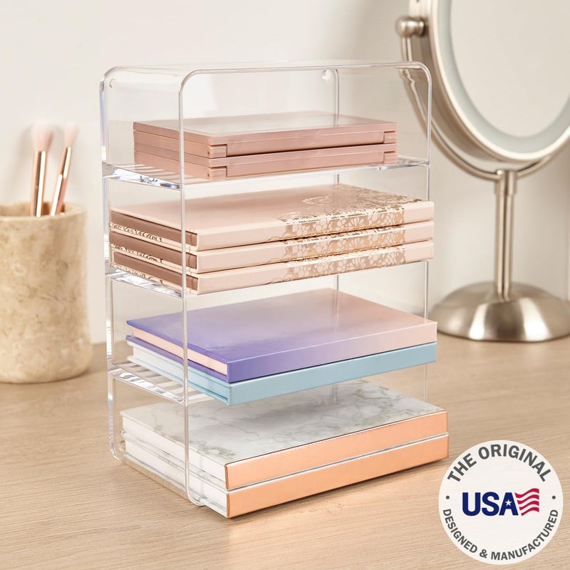 STORi 4-Compartment Clear Plastic Organizer, Rectangular Divided Makeup and Vanity Storage Bin, Use Upright for Eyeshadow Palettes, Made in USA - Image 2
