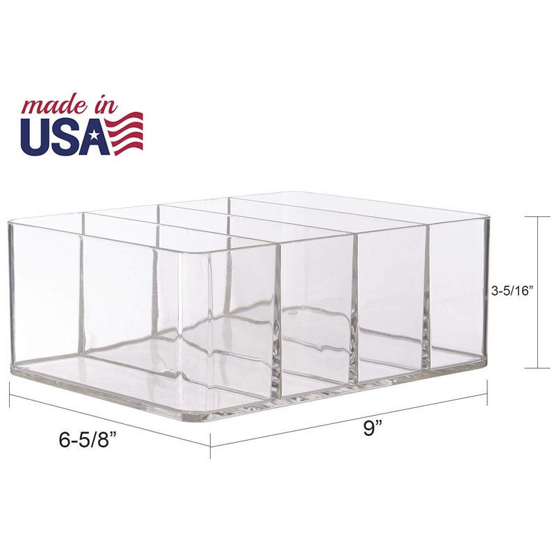 STORi 4-Compartment Clear Plastic Organizer, Rectangular Divided Makeup and Vanity Storage Bin, Use Upright for Eyeshadow Palettes, Made in USA - Image 5