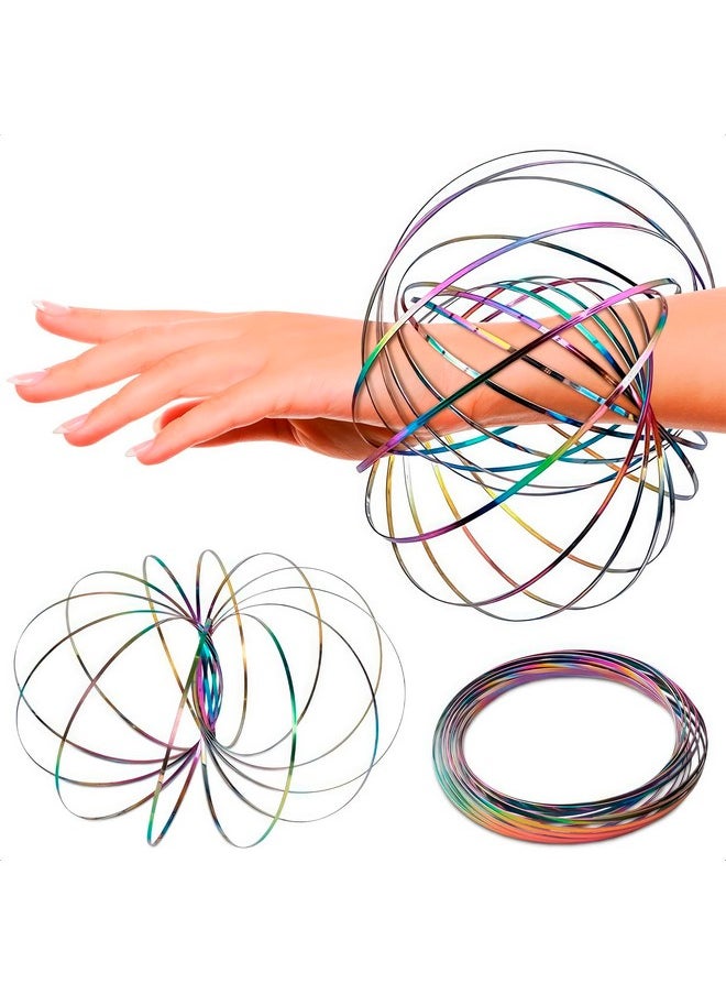 DIMROM Flow Ring Spinner Ring Arm - Stainless Steel Spring Metal Sensory Rings Flow Magic Flow Bracelet Spinner Rainbow Rings Rainbow Bracelet Metal Geometric Spinning Bracelet Geometric Magic Flow Bracelet  - Image 1