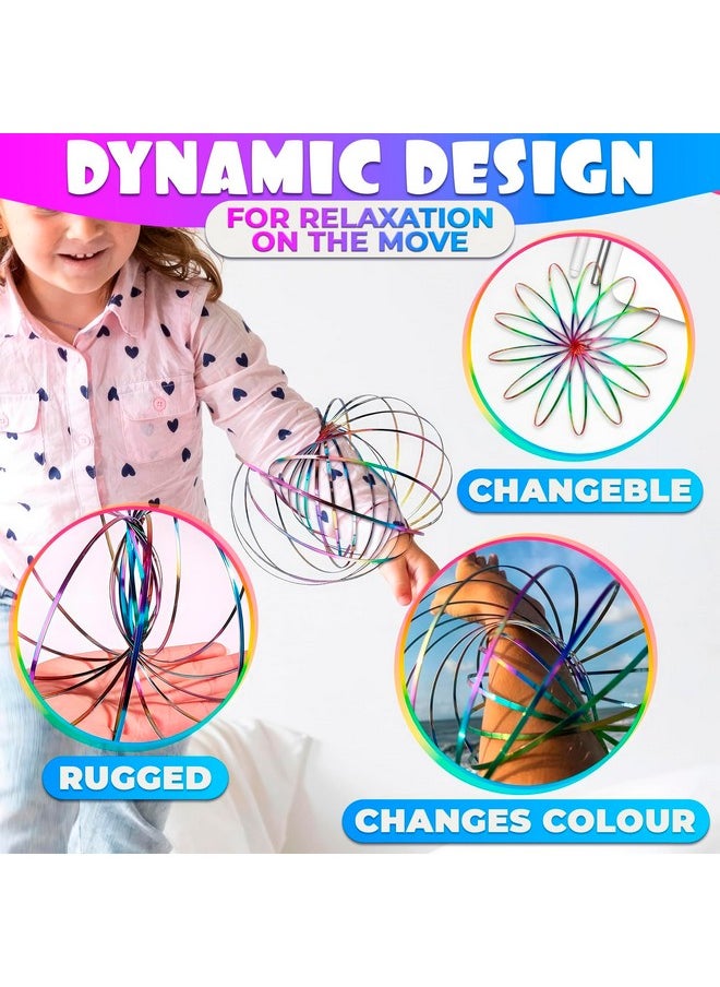 DIMROM Flow Ring Spinner Ring Arm - Stainless Steel Spring Metal Sensory Rings Flow Magic Flow Bracelet Spinner Rainbow Rings Rainbow Bracelet Metal Geometric Spinning Bracelet Geometric Magic Flow Bracelet  - Image 4