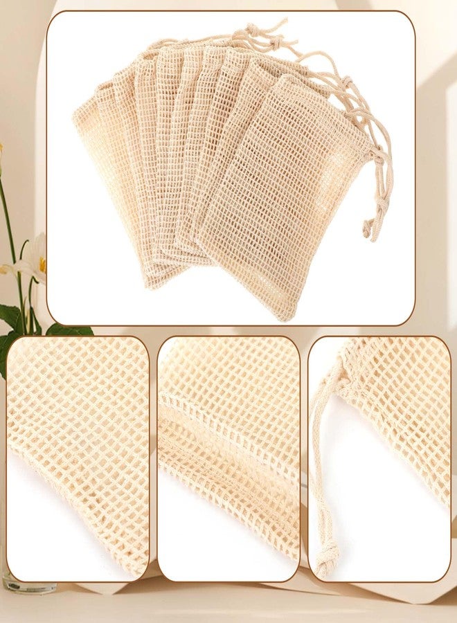 COMNICO 10 PCS Soap Bags Natural Sisal Soap Saver for Foaming and Drying Bubble Mesh Soap Scrubber Pouch Handmade Cotton Bag with Drawstring Body Facial Cleaning Bath Shower Tool - Image 4