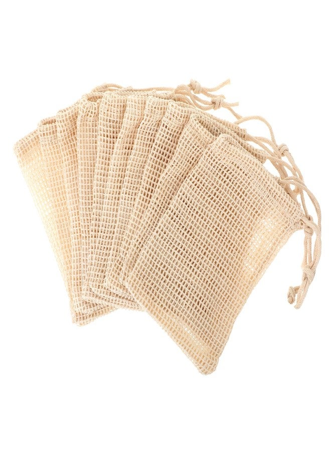 COMNICO 10 PCS Soap Bags Natural Sisal Soap Saver for Foaming and Drying Bubble Mesh Soap Scrubber Pouch Handmade Cotton Bag with Drawstring Body Facial Cleaning Bath Shower Tool - Image 1