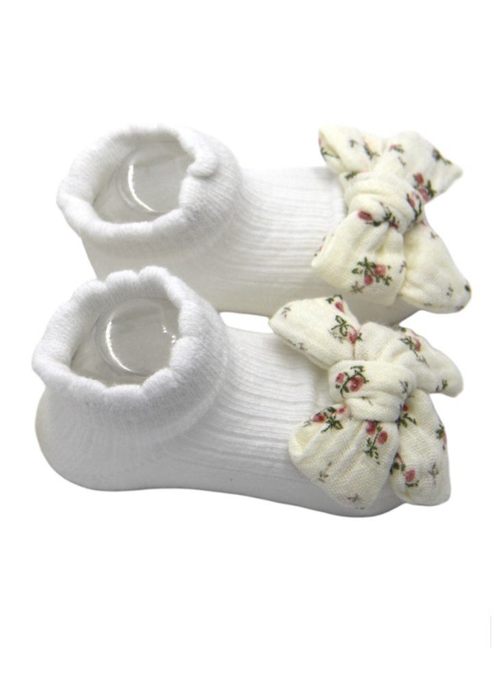 Bambimici Bambimici - Anika Socks & Ribbon Bow Headband Set -  Floral Cream  - Image 3
