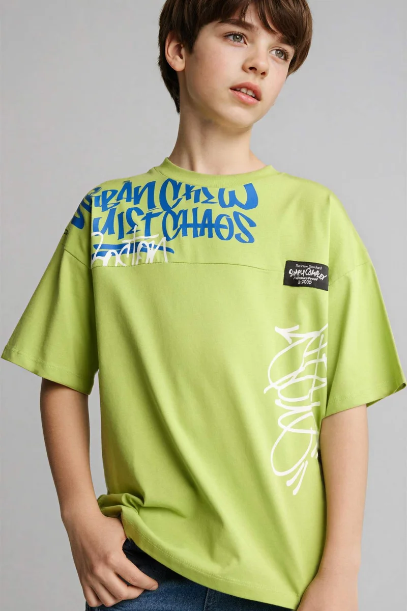 ديفاكتو Boy New Regular Fit Printed Short Sleeve T-Shirt