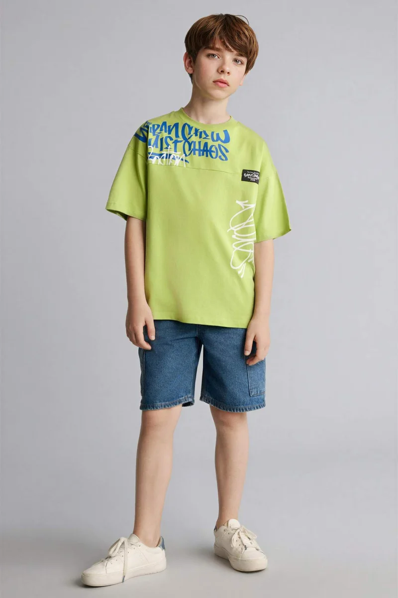 ديفاكتو Boy New Regular Fit Printed Short Sleeve T-Shirt