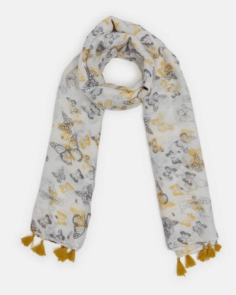 REDTAG Girls White Printed Scarf
