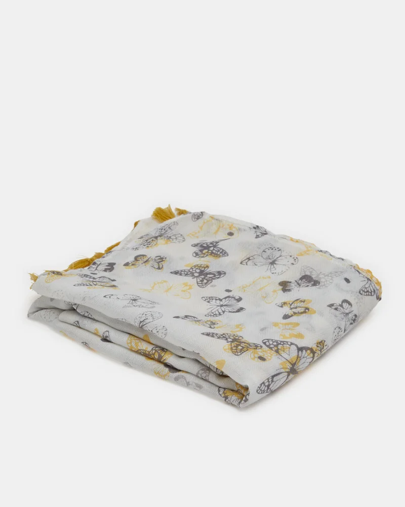 REDTAG Girls White Printed Scarf