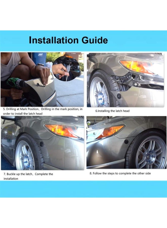 Quick Latch Hood Pins Universal  Diameter Quick Release Latch Push on Quick Release Hood Bonnet Pins Lock Clip Kit - Image 3