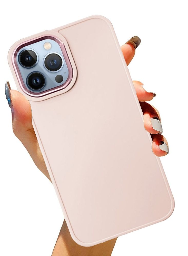 JOWAY غطاء سيليكون ناعم فائق النحافة مضاد للصدمات لجهاز آيفون 13 برو ماكس 6.7 بوصة لون وردي رملي - Image 4
