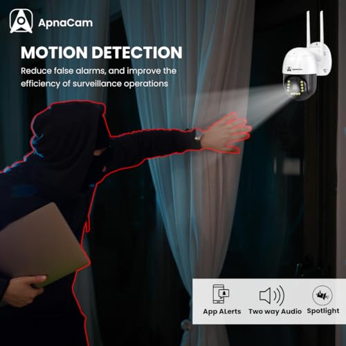 ApnaCam 5 MP 4G Sim Support PTZ Camera| Live Monitoring| Two-Way Audio| Full Color Night Vision| SD Card Recording| 360° Rotation| 4 Pure White LEDs| All Weatherproof - Image 3