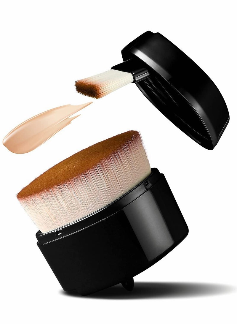 KASTWAVE Foundation Brush, Retractable Foundation Brush, Flat Top Foundation Brush for Liquid, Cream, Flawless Powder Cosmetics, Two-in-One Foundation Makeup Brushes, Unique Design for Portable & Easy Use - Image 1