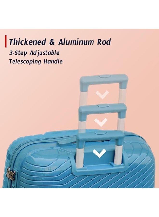 Hard Shell Polypropylene Luggage 3 Pieces Set 20 24 28 Inch Lightweight Suitcases with Combination Lock Double Wheels - Image 3