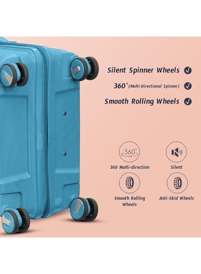 Hard Shell Polypropylene Luggage 3 Pieces Set 20 24 28 Inch Lightweight Suitcases with Combination Lock Double Wheels - Image 5