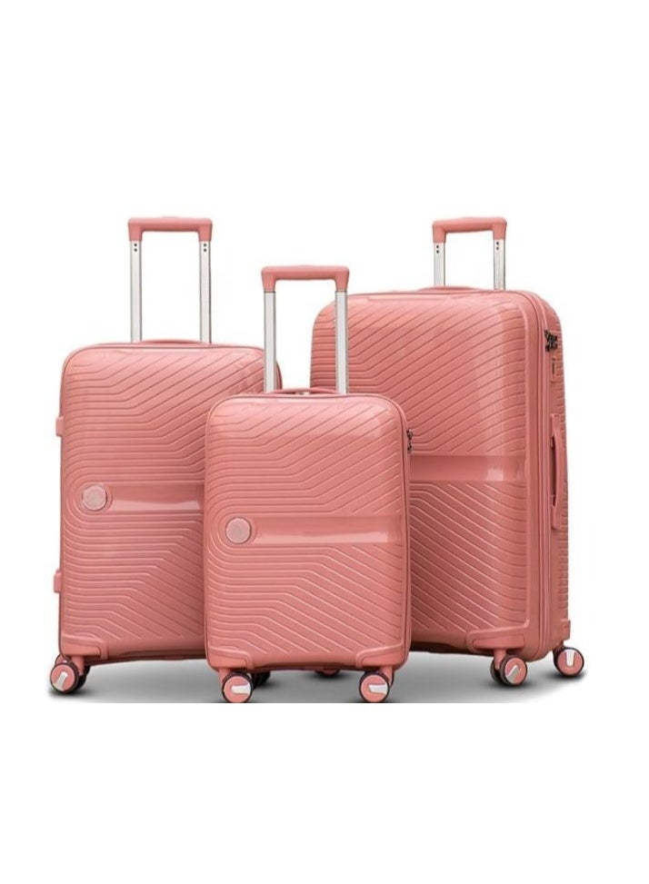 Hard Shell Polypropylene Luggage 3 Pieces Set 20 24 28 Inch Lightweight Suitcases with Combination Lock Double Wheels - Image 1