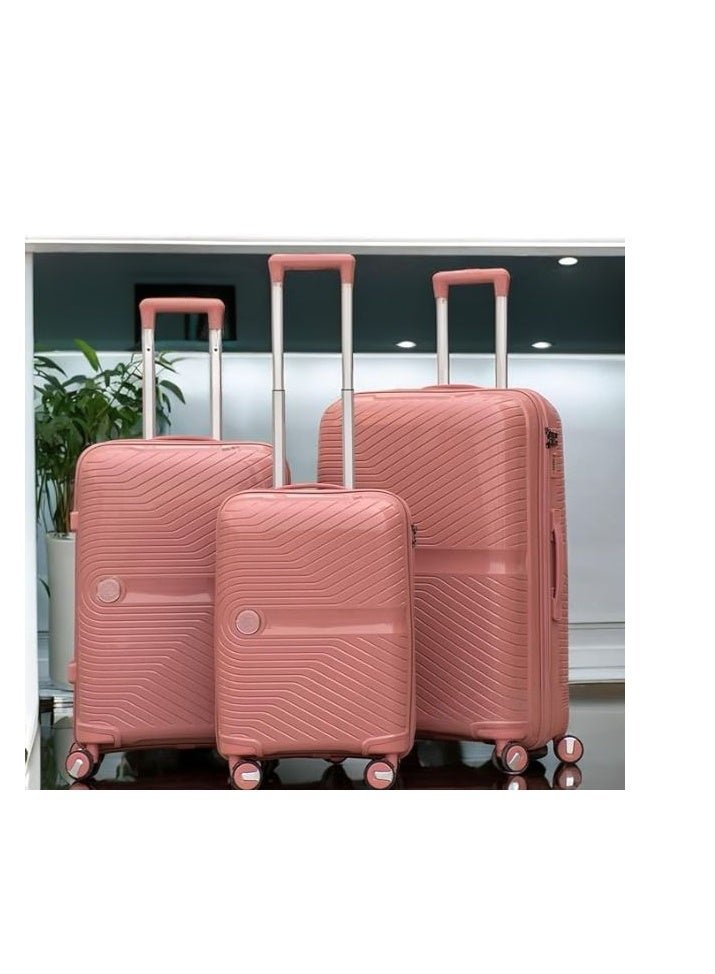 Hard Shell Polypropylene Luggage 3 Pieces Set 20 24 28 Inch Lightweight Suitcases with Combination Lock Double Wheels - Image 2