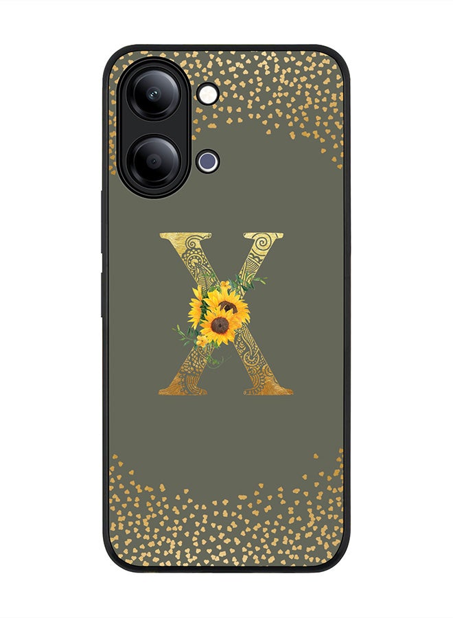 Stylizedd For vivo Y21 / Y11 Case,Slim fit Camera Protection, Shockproof Thin Phone cover  - Custom Floral Monogram - X  (Olive Green ) - Image 1