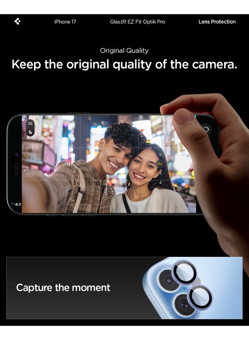 Spigen حامي عدسة الكاميرا [عبوة 2] لجهاز آيفون 17 | آيفون 16 بلس | آيفون 16 GLAStR EZ-Fit Optik Pro - أزرق - Image 3