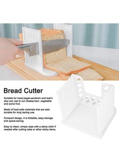 KASTWAVE Adjustable Toast Slicer Toast Cutting Guide For Homemade Bread Plastic Bread Slicer Loaf For Slicing Bread Foldable Kitchen Baking Tools White  - Image 3