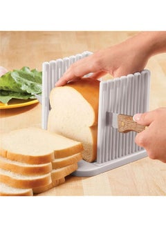 KASTWAVE Adjustable Toast Slicer Toast Cutting Guide For Homemade Bread Plastic Bread Slicer Loaf For Slicing Bread Foldable Kitchen Baking Tools White  - Image 1