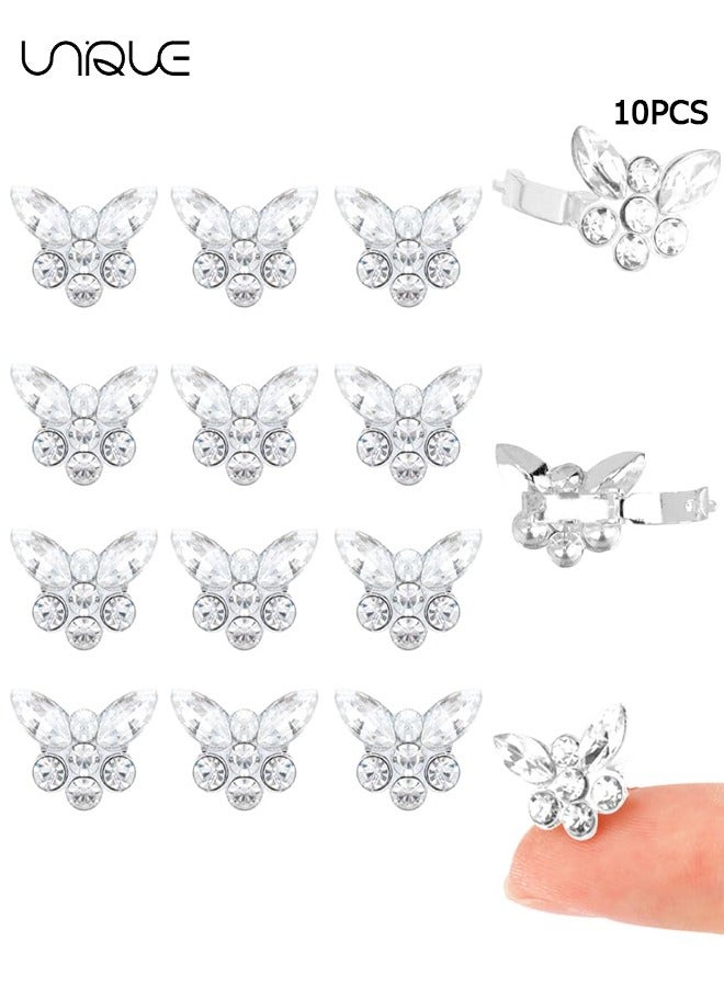 Unique 10PCS Butterfly Hair Clips Mini Clips for Hair Rhinestone Cute Hair Pins Decorations Hair Clips for Wedding Hair Barrettes Hair Accessories for Girls Women (White) - Image 1